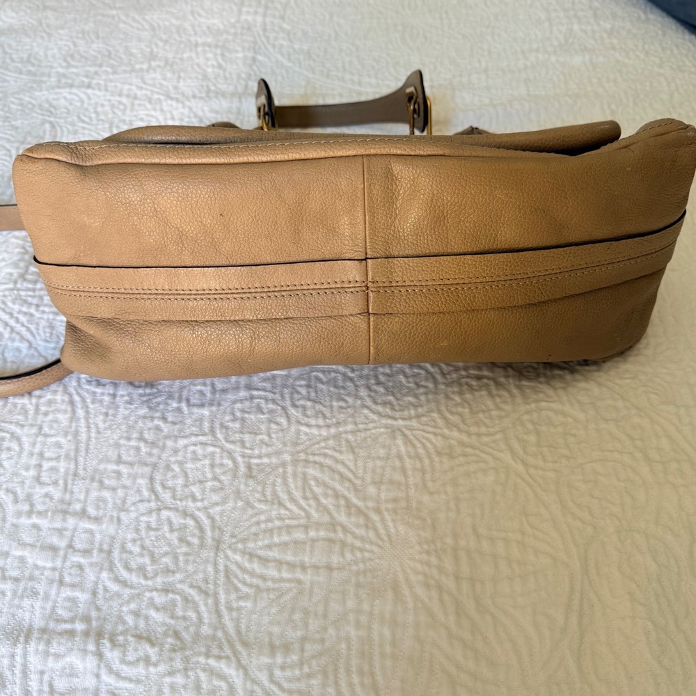 Chloe Paraty Satchel Bag Women Medium Tan Leather Gold Hardware 03125765-2 - Picture 6 of 8